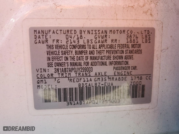 2018 Nissan Sentra SV with VIN 3N1AB7AP0JY299003, listed as a Copart auction lot 72632314 with 0 mi miles and Salvage Title. Bid and sale history available at carsss.com. Image 12.