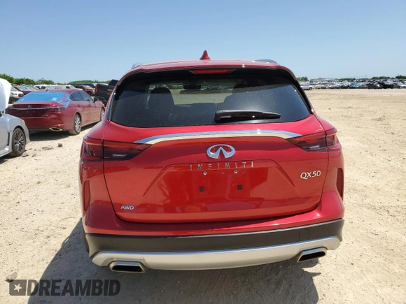 2024 Infiniti QX50 Sensory z VIN 3PCAJ5EB2RF112760, wystawiony jako Copart lot #51296305 z przebiegiem 7 677 mil mil oraz Szkoda całkowita • Salvage title. Historia ofert i sprzedaży dostępna na DreamBid. Obrazek 6.