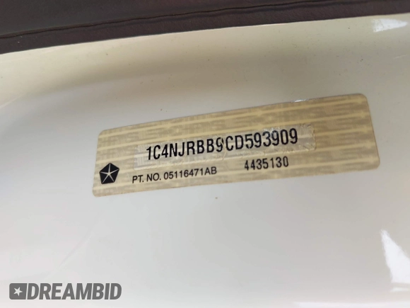 2012 Jeep Patriot Sport with VIN 1C4NJRBB9CD593909, listed as a IAAI auction lot 42715315 with 110,824 mi miles and . Bid and sale history available at DreamBid. Image 9.