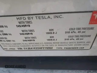 2017 Tesla Model S 100D with VIN 5YJSA1E22HF219352, listed as a IAAI auction lot 41831322 with 97,516 mi miles and . Bid and sale history available at DreamBid. Image 9.