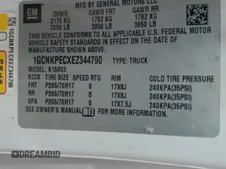 2014 Chevrolet Silverado 1500 Work Truck with VIN 1GCNKPECXEZ344790, listed as a Copart auction lot 45910745 with 152,557 mi miles and Salvage Title. Bid and sale history available at DreamBid. Image 14.