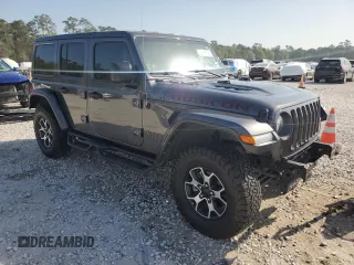 2021 Jeep Wrangler Unlimited Rubicon with VIN 1C4HJXFG6MW764208, listed as a Copart auction lot 49484545 with 47,345 mi miles and Salvage Title. Bid and sale history available at DreamBid. Image 4.