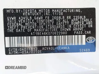 2007 Toyota Camry CE z VIN 4T1BE46K07U622980, wystawiony jako IAAI lot #42001498 z przebiegiem 100 360 mil mil oraz . Historia ofert i sprzedaży dostępna na DreamBid. Obrazek 9.