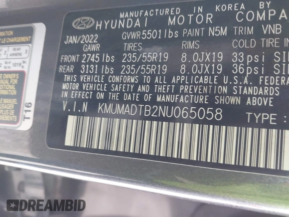 2022 Genesis GV70 2.5T with VIN KMUMADTB2NU065058, listed as a IAAI auction lot 41707351 with 77,831 mi miles and . Bid and sale history available at DreamBid. Image 9.