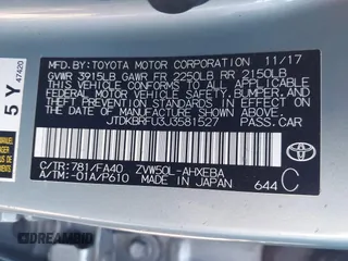 2018 Toyota Prius Two with VIN JTDKBRFU3J3581527, listed as a IAAI auction lot 41304839 with 120,629 mi miles. Bid and sale history available at carsss.com. Image 9.