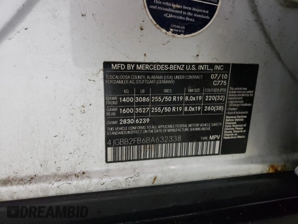 2011 Mercedes-Benz M 350 with VIN 4JGBB2FB6BA632338, listed as a Copart auction lot 49579995 with 135,699 mi miles and Salvage Title. Bid and sale history available at DreamBid. Image 12.