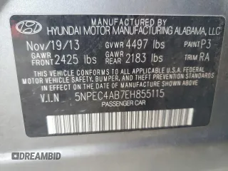 2014 Hyundai Sonata Limited with VIN 5NPEC4AB7EH855115, listed as a Copart auction lot 78449184 with Not Provided miles and Salvage Title. Bid and sale history available at DreamBid. Image 12.