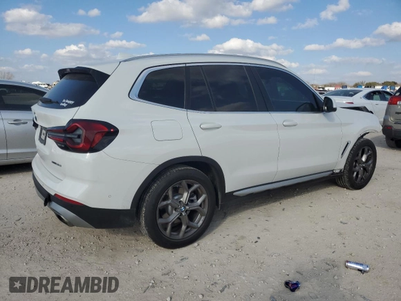 2024 BMW X3 xDrive30i with VIN 5UX53DP08R9T75944, listed as a Copart auction lot 44019865 with 11,777 mi miles and Salvage Title. Bid and sale history available at carsss.com. Image 3.