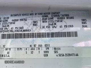 2009 Ford Econoline Cargo with VIN 1FDWE35LX9DA36683, listed as a Copart auction lot 50453625 with 309,448 mi miles and Salvage Title. Bid and sale history available at DreamBid. Image 10.