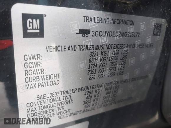 2021 Chevrolet Silverado 1500 LT with VIN 3GCUYDED2MG216172, listed as a IAAI auction lot 41971293 with 1 mi miles. Bid and sale history available at carsss.com. Image 9.