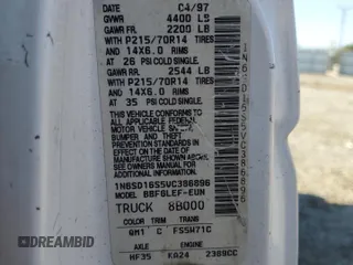 1997 Nissan Frontier XE with VIN 1N6SD16S5VC386896, listed as a Copart auction lot 57669835 with 343,173 mi miles and Salvage title. Bid and sale history available at DreamBid. Image 12.