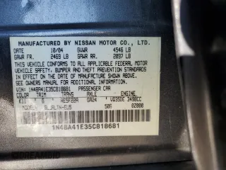 2005 Nissan Maxima 3.5 SL with VIN 1N4BA41E35C818681, listed as a Copart auction lot 46517535 with 104,929 mi miles and Salvage Title. Bid and sale history available at carsss.com. Image 13.