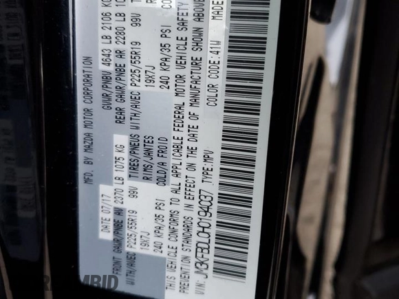 2017 Mazda CX-5 Grand Touring with VIN JM3KFBDL0H0194037, listed as a Copart auction lot 50365495 with 96,829 mi miles and Salvage Title. Bid and sale history available at carsss.com. Image 16.