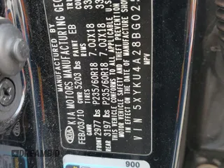 2011 Kia Sorento EX z VIN 5XYKU4A28BG025617, wystawiony jako Copart lot #54141405 z przebiegiem 151 066 mil mil oraz Szkoda całkowita • Salvage title. Historia ofert i sprzedaży dostępna na DreamBid. Obrazek 12.