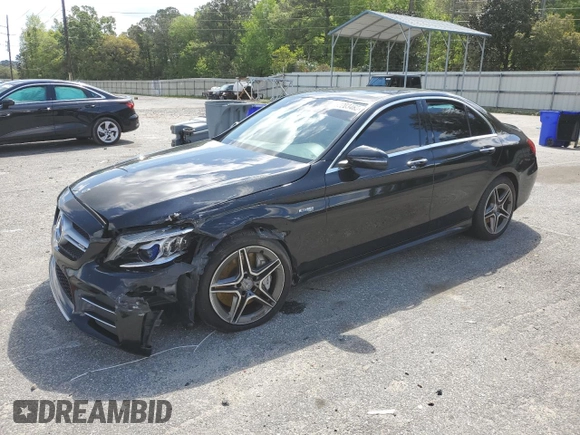 2020 Mercedes-Benz C 43 AMG z VIN 55SWF6EB5LU331098, wystawiony jako Copart lot #52203465 z przebiegiem 58 081 mil mil oraz Szkoda całkowita • Salvage title. Historia ofert i sprzedaży dostępna na DreamBid. Obrazek 1.