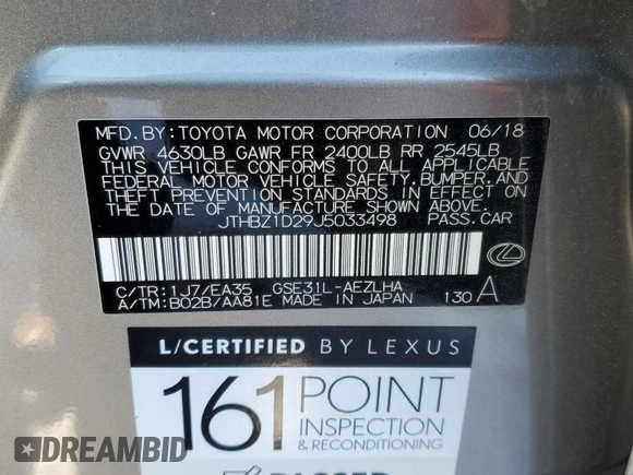 2018 Lexus IS 350 with VIN JTHBZ1D29J5033498, listed as a Copart auction lot 89280965 with 32,074 mi miles and Salvage title. Bid and sale history available at DreamBid. Image 12.