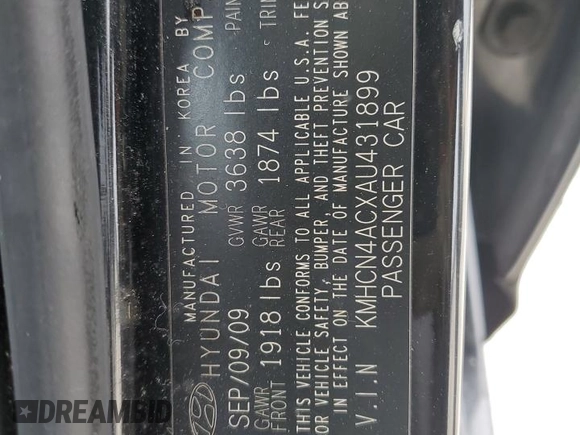 2010 Hyundai Accent GLS with VIN KMHCN4ACXAU431899, listed as a Copart auction lot 48308295 with 94,134 mi miles and Salvage Title. Bid and sale history available at carsss.com. Image 15.