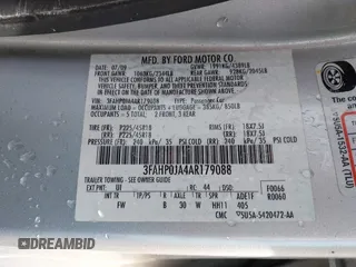 2010 Ford Fusion SEL with VIN 3FAHP0JA4AR179088, listed as a IAAI auction lot 41668231 with 188,265 mi miles. Bid and sale history available at carsss.com. Image 9.