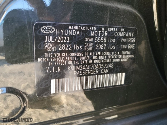 2024 Hyundai IONIQ 6 SEL with VIN KMHM34AC7RA057243, listed as a Copart auction lot 75056244 with NaN miles and Salvage Title. Bid and sale history available at carsss.com. Image 12.