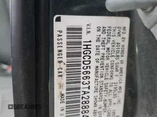 1996 Honda Accord EX w/Leather with VIN 1HGCD5663TA288848, listed as a Copart auction lot 81638584 with 304,243 mi miles and Salvage Title. Bid and sale history available at carsss.com. Image 12.