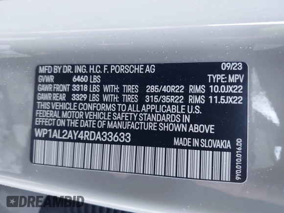 2024 Porsche Cayenne S z VIN WP1AL2AY4RDA33633, wystawiony jako IAAI lot #41405207 z przebiegiem 4 157 mil mil oraz . Historia ofert i sprzedaży dostępna na DreamBid. Obrazek 9.