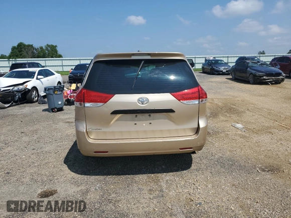 2013 Toyota Sienna L with VIN 5TDZK3DC3DS296433, listed as a Copart auction lot 62551444 with 0 mi miles and Non Repairable. Bid and sale history available at carsss.com. Image 6.