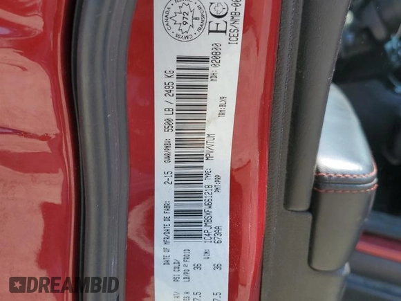 2015 Jeep Cherokee Trailhawk with VIN 1C4PJMBSXFW661218, listed as a Copart auction lot 61364895 with 139,200 mi miles and Salvage title. Bid and sale history available at DreamBid. Image 13.