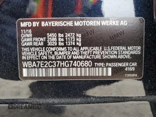 2017 BMW 7 Series 740i with VIN WBA7E2C37HG740680, listed as a Copart auction lot 45072763 with 76,828 mi miles. Bid and sale history available at carsss.com. Image 14.