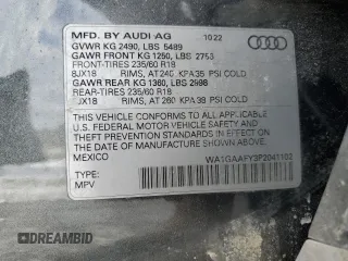2023 Audi Q5 S line Premium with VIN WA1GAAFY3P2041102, listed as a Copart auction lot 45339405 with 0 mi miles and Salvage Title. Bid and sale history available at carsss.com. Image 13.