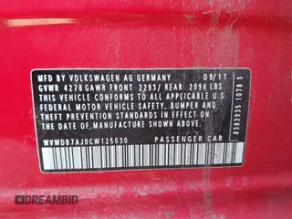 2012 Volkswagen Golf z VIN WVWDB7AJ0CW125030, wystawiony jako IAAI lot #41990949 z przebiegiem 173 197 mil mil oraz . Historia ofert i sprzedaży dostępna na DreamBid. Obrazek 9.