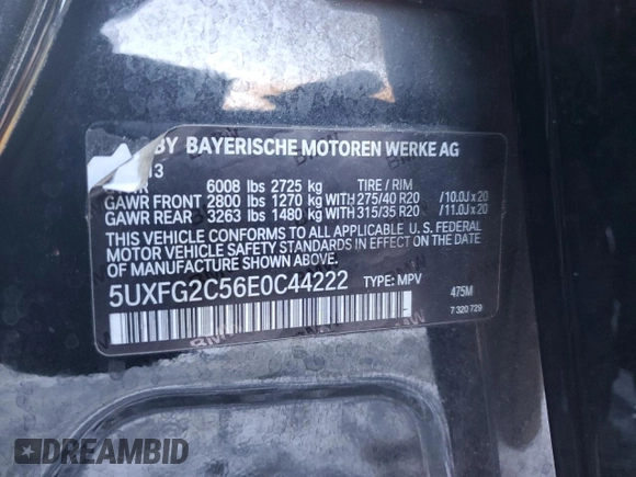 2014 BMW X6 xDrive35i with VIN 5UXFG2C56E0C44222, listed as a Copart auction lot 89271565 with 104,740 mi miles and Salvage Title. Bid and sale history available at carsss.com. Image 15.