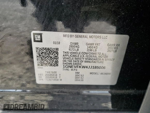 2018 Chevrolet Traverse LS with VIN 1GNEVFKW4JJ185006, listed as a Copart auction lot 79370644 with 165,143 mi miles and Salvage Title. Bid and sale history available at carsss.com. Image 13.