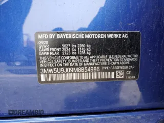 2021 BMW 3 Series M340i xDrive with VIN 3MW5U9J09M8B54986, listed as a Copart auction lot 81604134 with 0 mi miles and Salvage Title. Bid and sale history available at carsss.com. Image 14.