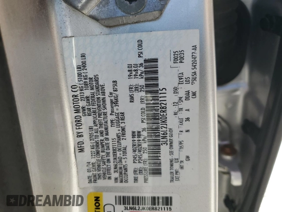 2014 Lincoln MKZ with VIN 3LN6L2JK0ER821115, listed as a Copart auction lot 45989115 with 140,023 mi miles and Salvage Title. Bid and sale history available at carsss.com. Image 12.