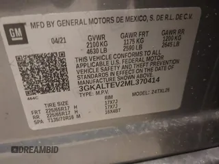 2021 GMC Terrain SLE with VIN 3GKALTEV2ML370414, listed as a IAAI auction lot 41810800 with 49,025 mi miles and . Bid and sale history available at carsss.com. Image 9.