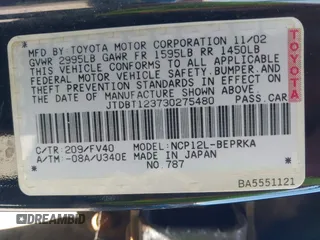 2003 Toyota ECHO z VIN JTDBT123730275480, wystawiony jako IAAI lot #42248248 z przebiegiem 157 903 mil mil oraz . Historia ofert i sprzedaży dostępna na DreamBid. Obrazek 9.