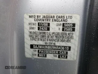 2009 Jaguar XF Premium Luxury with VIN SAJWA06B69HR43610, listed as a Copart auction lot 47394115 with 173,426 mi miles and Salvage Title. Bid and sale history available at DreamBid. Image 12.
