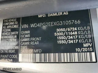 2016 Mercedes-Benz Metris Passenger Van with VIN WD4PG2EEXG3105766, listed as a Copart auction lot 72269644 with 85,664 mi miles and Salvage Title. Bid and sale history available at carsss.com. Image 14.