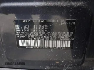 2017 Subaru Legacy Limited with VIN 4S3BNAN61H3038702, listed as a IAAI auction lot 41799555 with 134,165 mi miles. Bid and sale history available at carsss.com. Image 9.