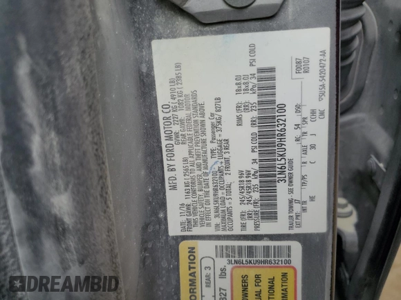 2017 Lincoln MKZ Hybrid Premiere with VIN 3LN6L5KU9HR632100, listed as a Copart auction lot 53521575 with Not provided miles and Non repairable. Bid and sale history available at DreamBid. Image 12.