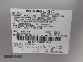2010 Ford Taurus SEL с VIN 1FAHP2EW3AG156815, выставлен на аукционе IAAI как лот 42342615 с пробегом 152 870 миль миль и . История ставок и продаж доступна на DreamBid. Изображение 9.
