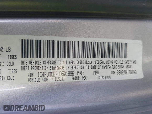 2018 Jeep Cherokee Latitude Tech Connect with VIN 1C4PJMCB7JD501896, listed as a IAAI auction lot 41872851 with 99,165 mi miles. Bid and sale history available at carsss.com. Image 9.