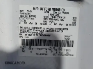 2014 Ford F-150 XL with VIN 1FTNF1ET7EKD39895, listed as a Copart auction lot 73953064 with 271,226 mi miles and Salvage title. Bid and sale history available at DreamBid. Image 12.