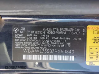 2007 BMW 3 Series 335i with VIN WBAWL73507PX50840, listed as a Copart auction lot 53001555 with 110,922 mi miles and Salvage title. Bid and sale history available at DreamBid. Image 12.