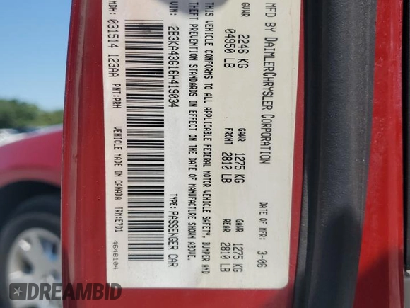 2006 Dodge Charger z VIN 2B3KA43G16H419034, wystawiony jako Copart lot #52406915 z przebiegiem 191 854 mil mil oraz Szkoda całkowita • Salvage title. Historia ofert i sprzedaży dostępna na DreamBid. Obrazek 12.