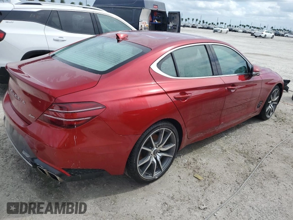 2023 Genesis G70 2.0T with VIN KMTG34TA5PU124741, listed as a Copart auction lot 75401224 with 0 mi miles and Non Repairable. Bid and sale history available at carsss.com. Image 3.