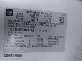 2011 Chevrolet Suburban LS with VIN 1GNSCHE07BR241468, listed as a IAAI auction lot 41376362 with 277,907 mi miles. Bid and sale history available at carsss.com. Image 9.