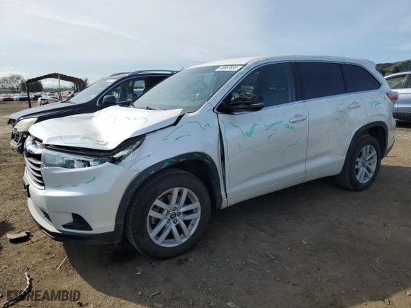 2016 Toyota Highlander LE with VIN 5TDZARFH9GS019885, listed as a Copart auction lot 49987835 with 42,949 mi miles and Salvage Title. Bid and sale history available at carsss.com. Image 1.