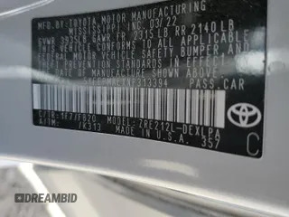 2022 Toyota Corolla LE with VIN 5YFEPMAEXNP313394, listed as a Copart auction lot 53309875 with 57,507 mi miles and Salvage Title. Bid and sale history available at carsss.com. Image 13.