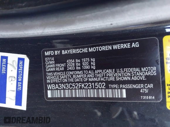 2015 BMW 4 Series 428i с VIN WBA3N3C52FK231502, выставлен на аукционе IAAI как лот 41879256 с пробегом 142 069 миль миль и . История ставок и продаж доступна на DreamBid. Изображение 9.
